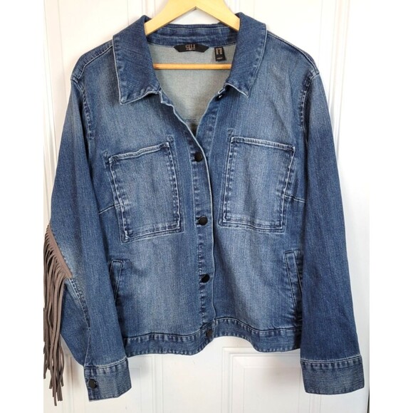 G.I.L.I. Blue Jean Jacket with Fringe Detail - Picture 1 of 10